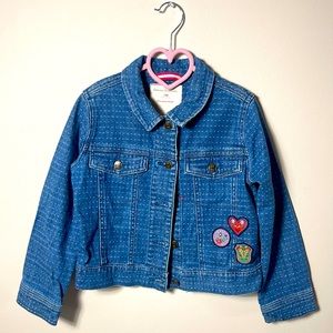Hanna Anderson Denim Polk-a-Dot w/Embroidery Jacket Size 120.